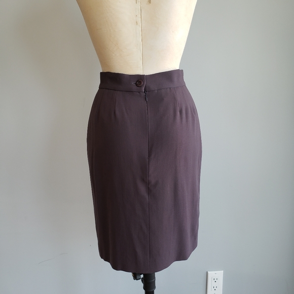 Holt Renfrew Wool Purple Pencil Skirt - Picture 3 of 7